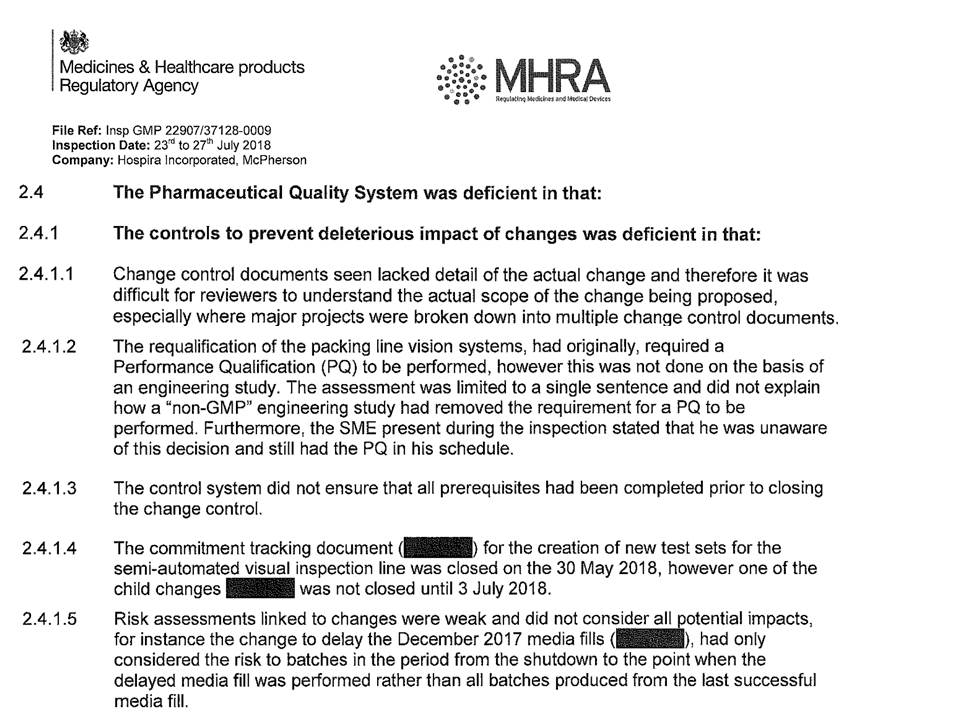 Hospira McPherson Changes